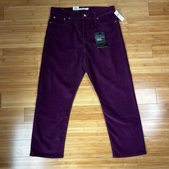 Levi’s Premium Wedgie Straight Corduroy Crop Jeans Potent Purple Anthropologie - Picture 4 of 16